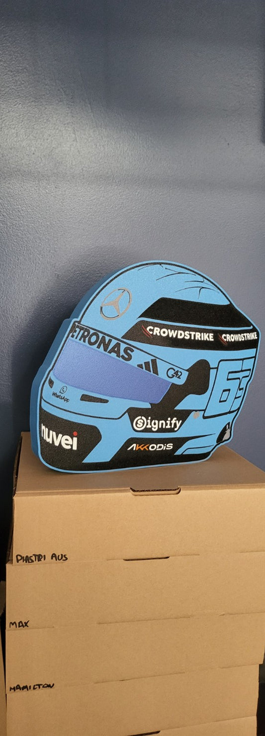 George Russell Mercedes helmet LED light box – illuminated product view