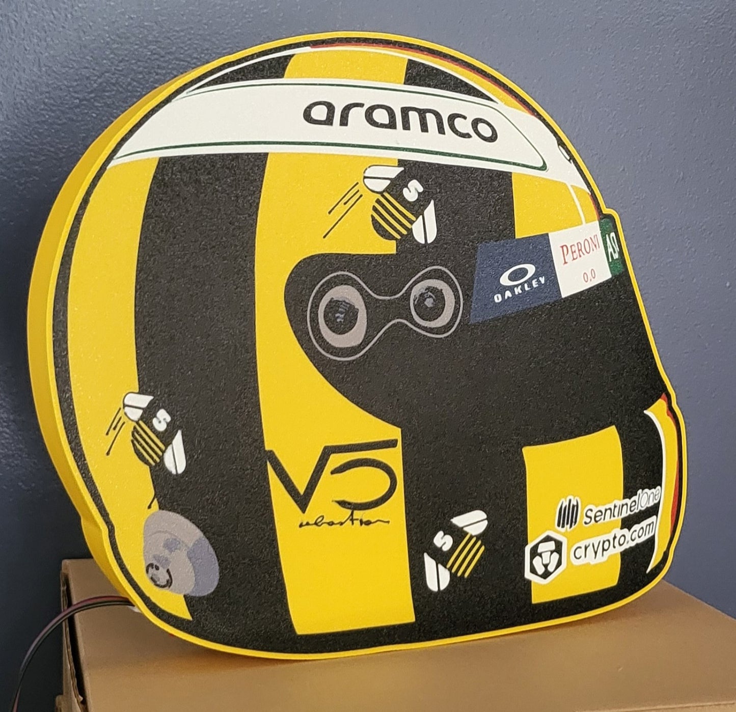 Sebastian Vettel Save the Bees helmet LED light box – illuminated product view