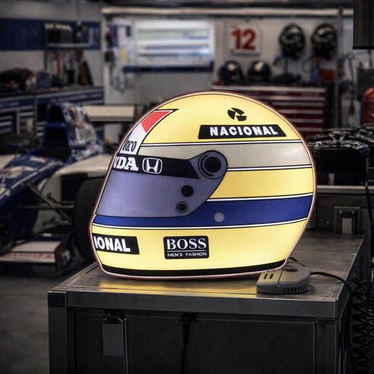 Ayrton Senna Helmet LED Light Box illuminated