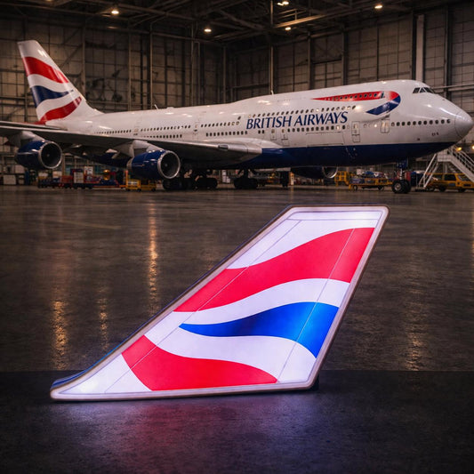 British Airways Boeing 747 LED Tail Light Box illuminated