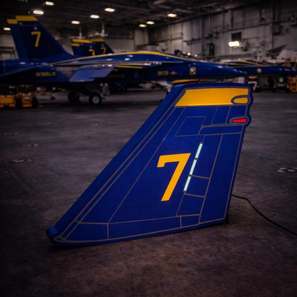 Blue Angels F/A-18 Tail LED Light Box illuminated