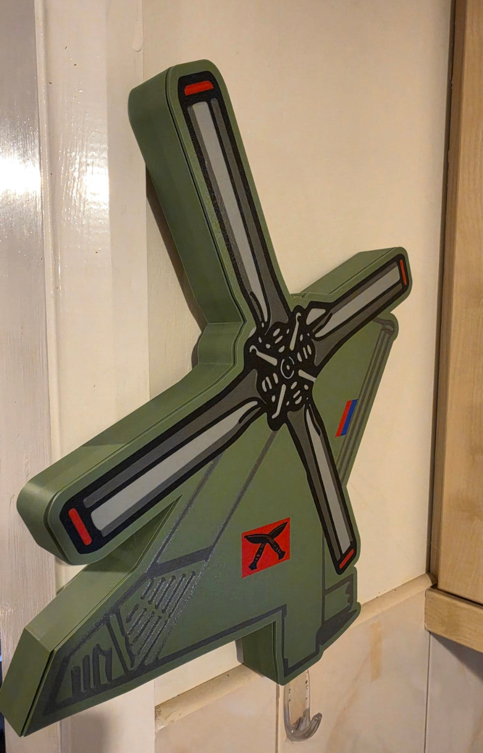 28 Squadron RAF Merlin helicopter LED light box showing the green 3D-printed casing
