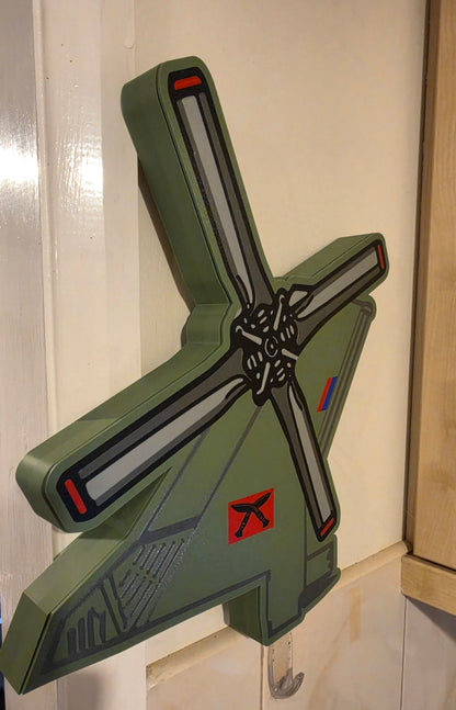 28 Squadron RAF Merlin helicopter LED light box showing the green 3D-printed casing